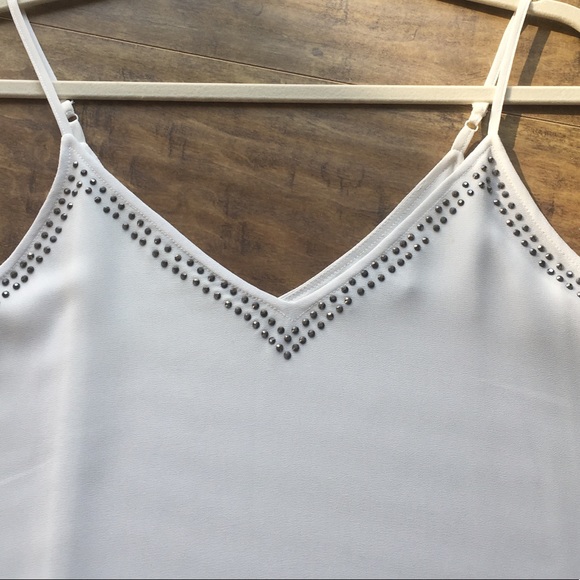 Naked Zebra Tops - Naked Zebra White Jeweled Tank Top